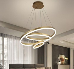 Lustra cu 3 cercuri led 68W gold