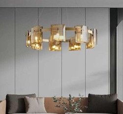 Lustra moderna din sticla cu 9 becuri