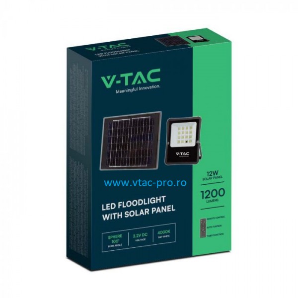 Proiector led cu panou solar 12W