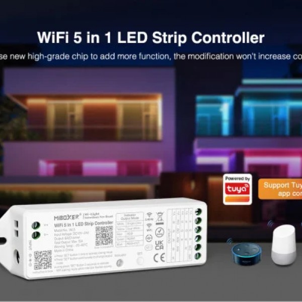 Controler smart wi-fi rgb+cct tuya 15a