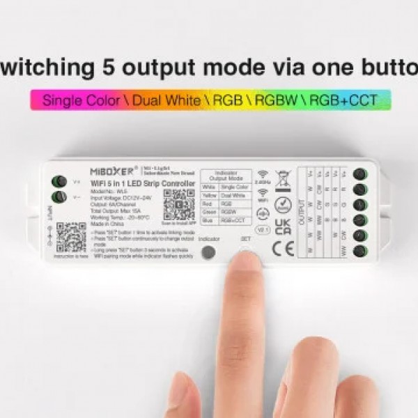 Controler Smart WI-FI RGB+CCT Tuya 15A