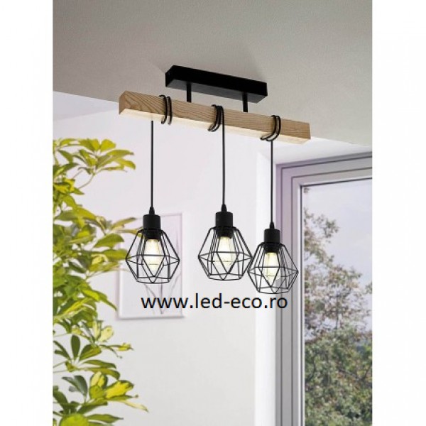 Lustra rustica cu lemn 3xE27