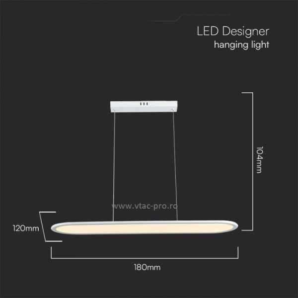Lampa suspendata led 24W alba