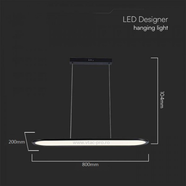 Lampa led 24W suspendata neagra