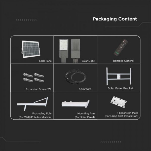 Lampa stradala led 30W panou fotovoltaic 60W