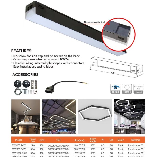 Lampa liniara modulara 2 metrii 80W