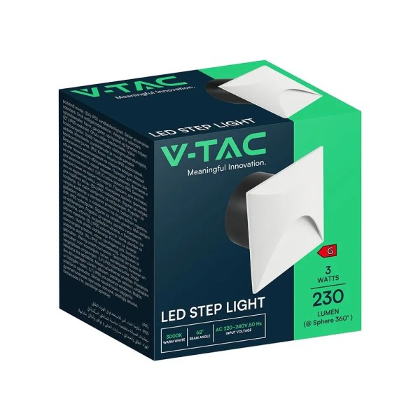 Spot treaptă LED încastrat pătrat alb