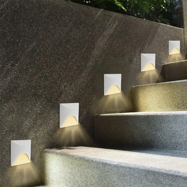 Spot treaptă LED încastrat pătrat alb