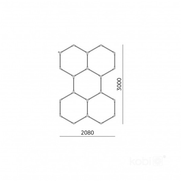 Honeycomb 5 hexagoane 208x300 cm 216W 6500K