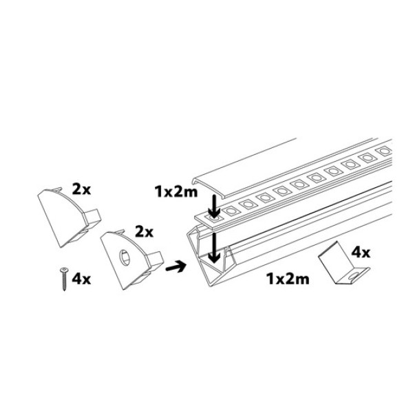 Profil negru 90 grade dispersor alb