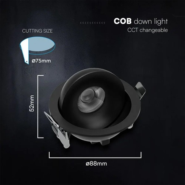 Spot orientabil negru led 12W CCT