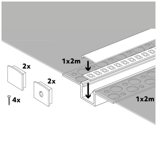 Profil alb incastrat pentru banda led