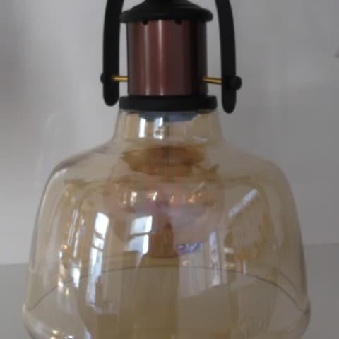 Lampa vintage abajur din sticla amber