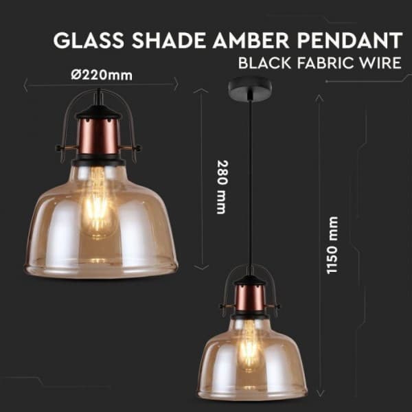 Lampa Vintage abajur din sticla Amber