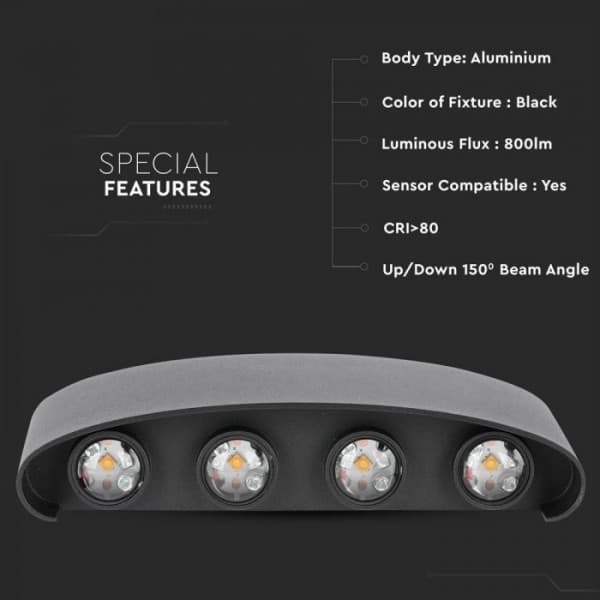 Aplica led exterior 8W neagra