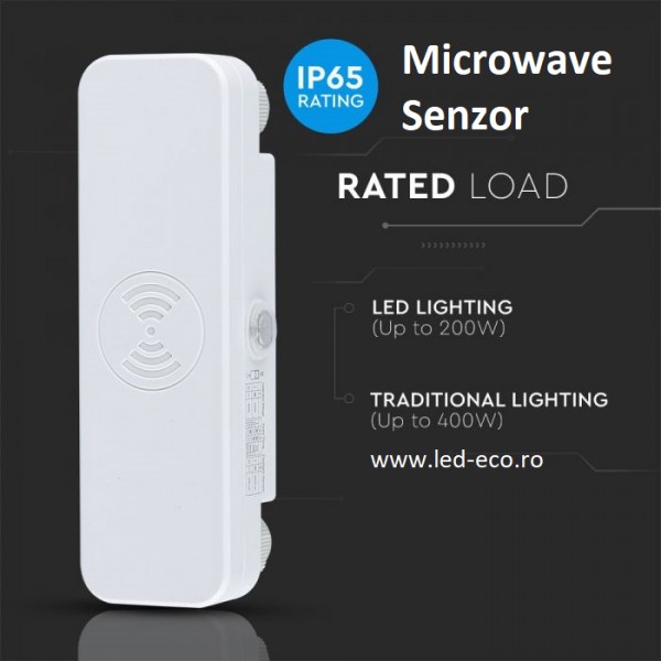 Senzor de prezenta Microwave IP65 alb