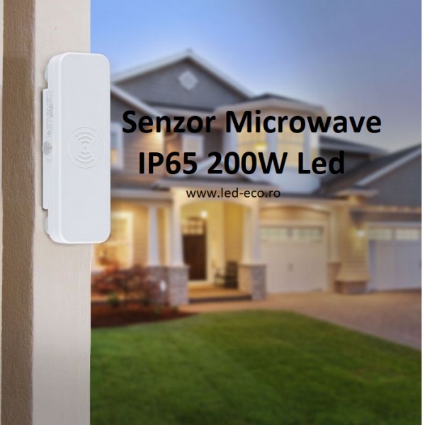 Senzor de prezenta Microwave IP65 alb