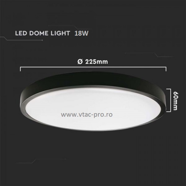 Plafoniera led 18W cu senzor rama neagra