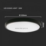 Plafoniera led 18w cu senzor rama neagra